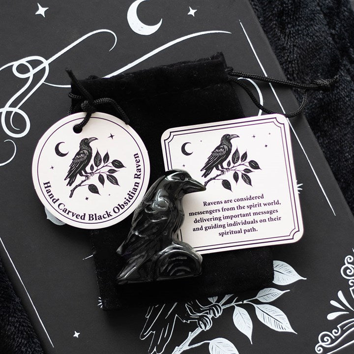 Black Obsidian Raven Ornament in a Bag