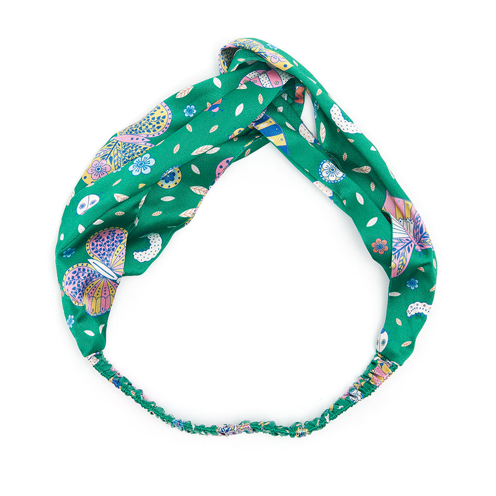 Dottie Silk Headband in Rainforest Butterfly