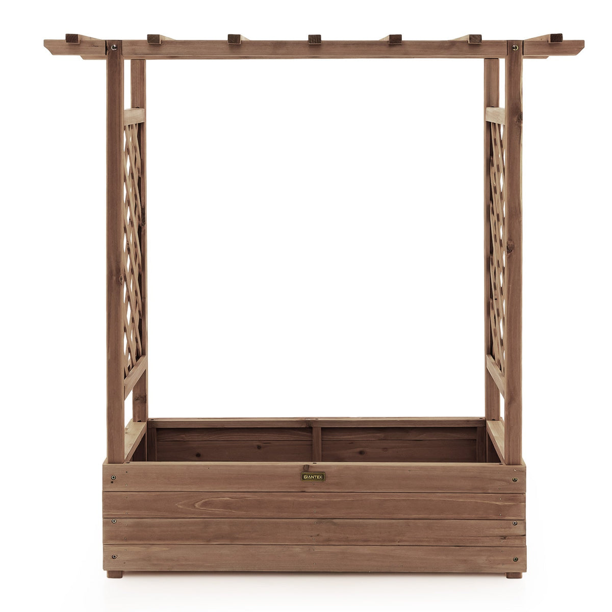 Raised Garden Bed with Arch Trellis-Coffee