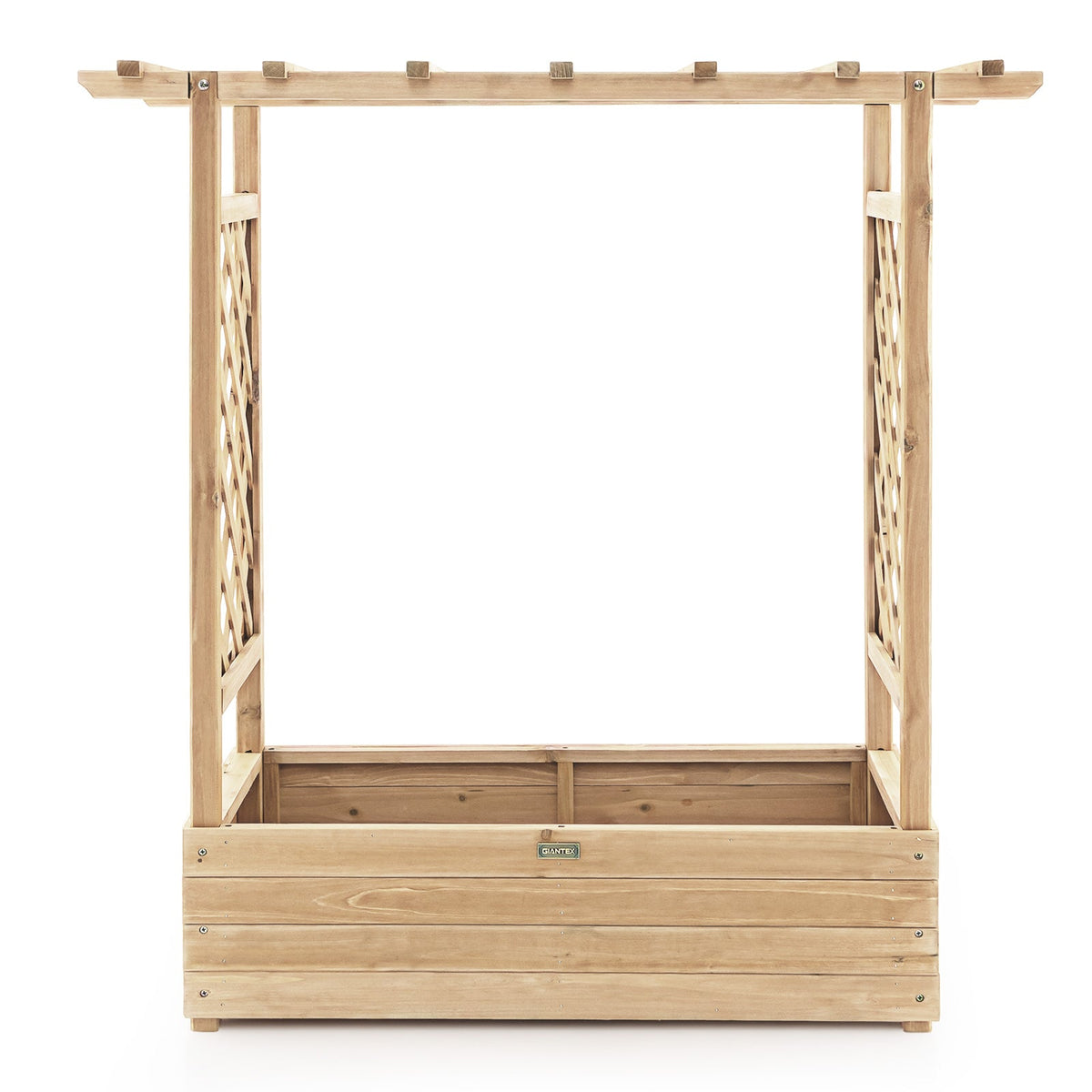 Raised Garden Bed with Arch Trellis-Coffee