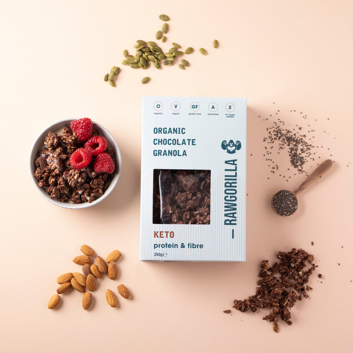 Bio Schokolade Granola Müsli Keto - 250g - RAWGORILLA