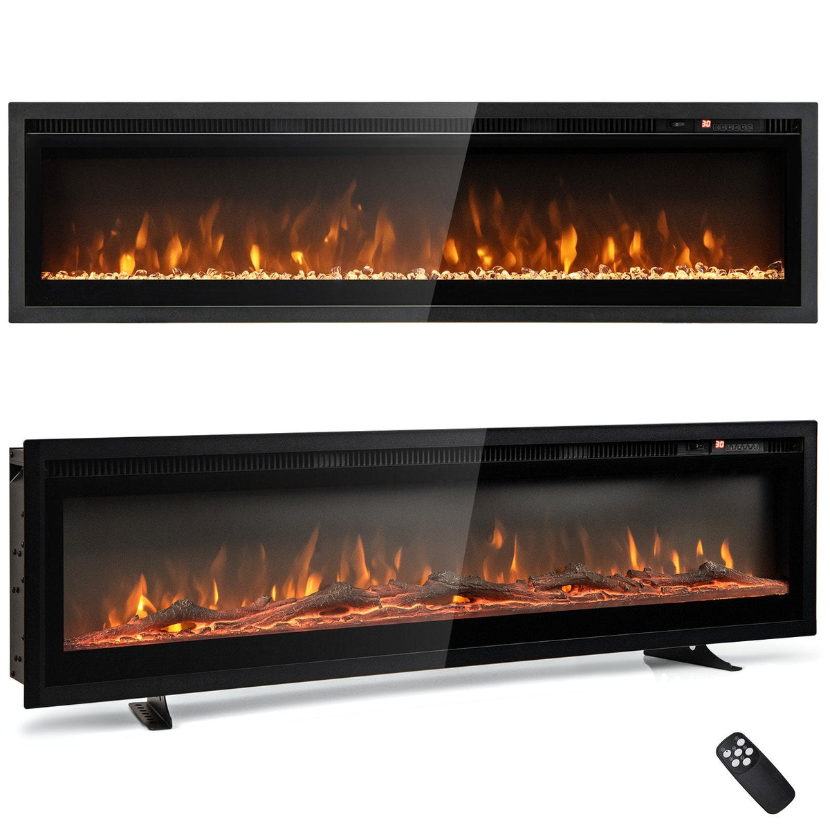 102/127 cm Wall Mounted Recessed Freestanding Electric Fireplace-Size 1