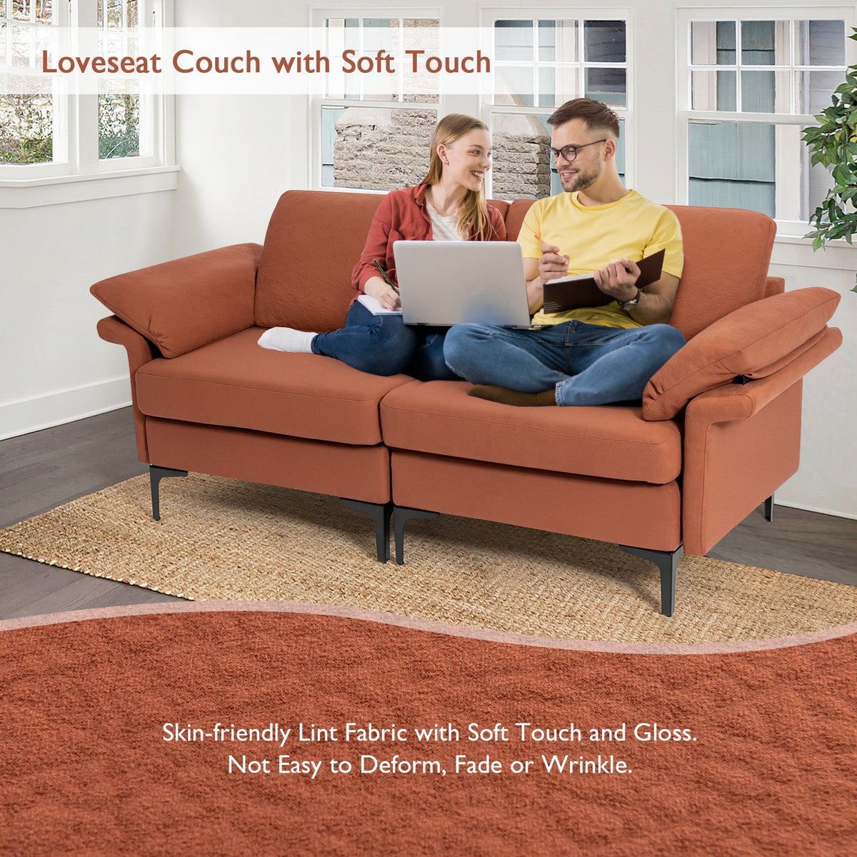 L-Shaped 2-Seater Upholstered Sectional Couch-Grey