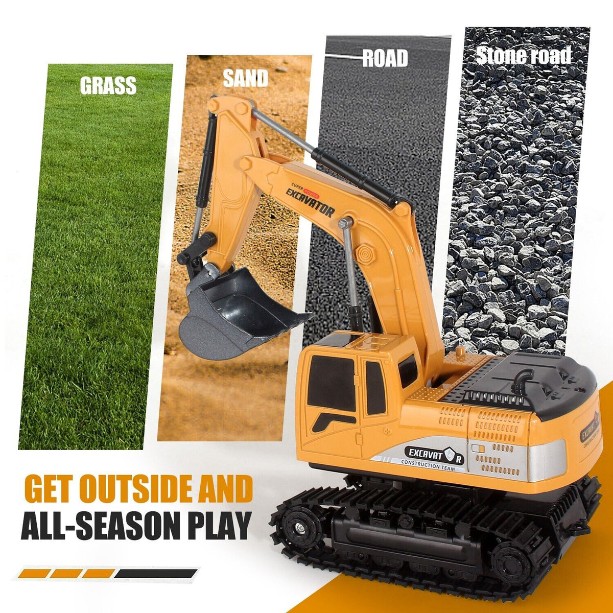Remote Control Excavator RC Digger Truck Construction Vehicle Toy Lights Sound