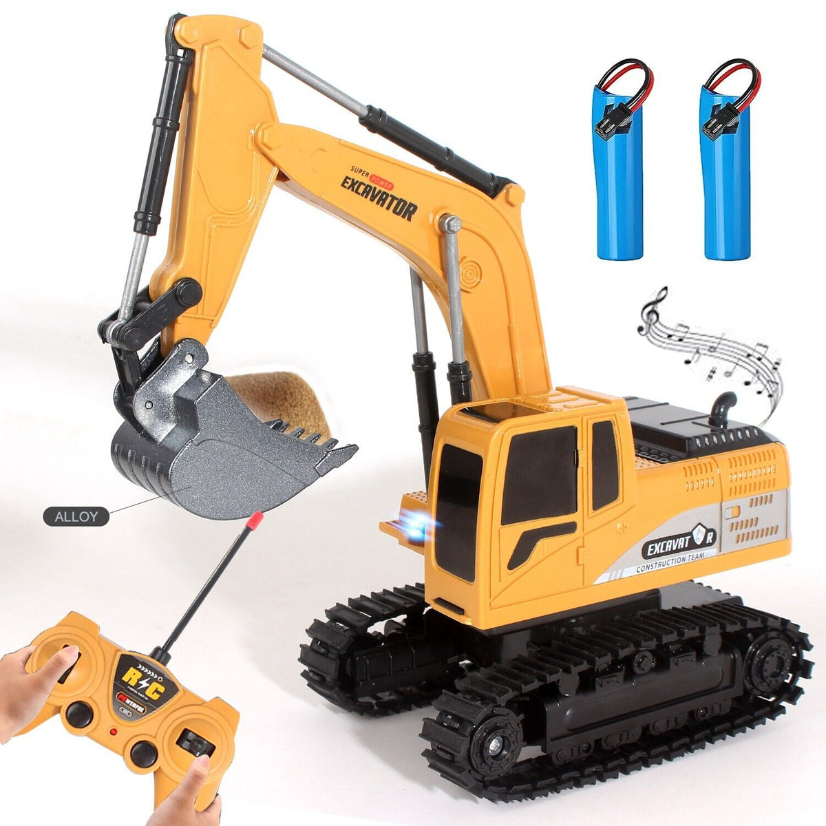 Remote Control Excavator RC Digger Truck Construction Vehicle Toy Lights Sound