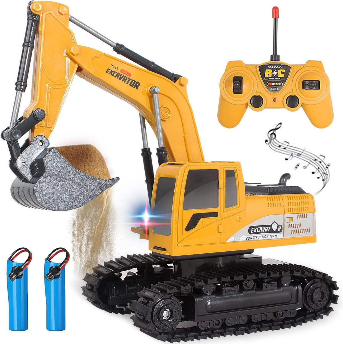 Remote Control Excavator RC Digger Truck Construction Vehicle Toy Lights Sound