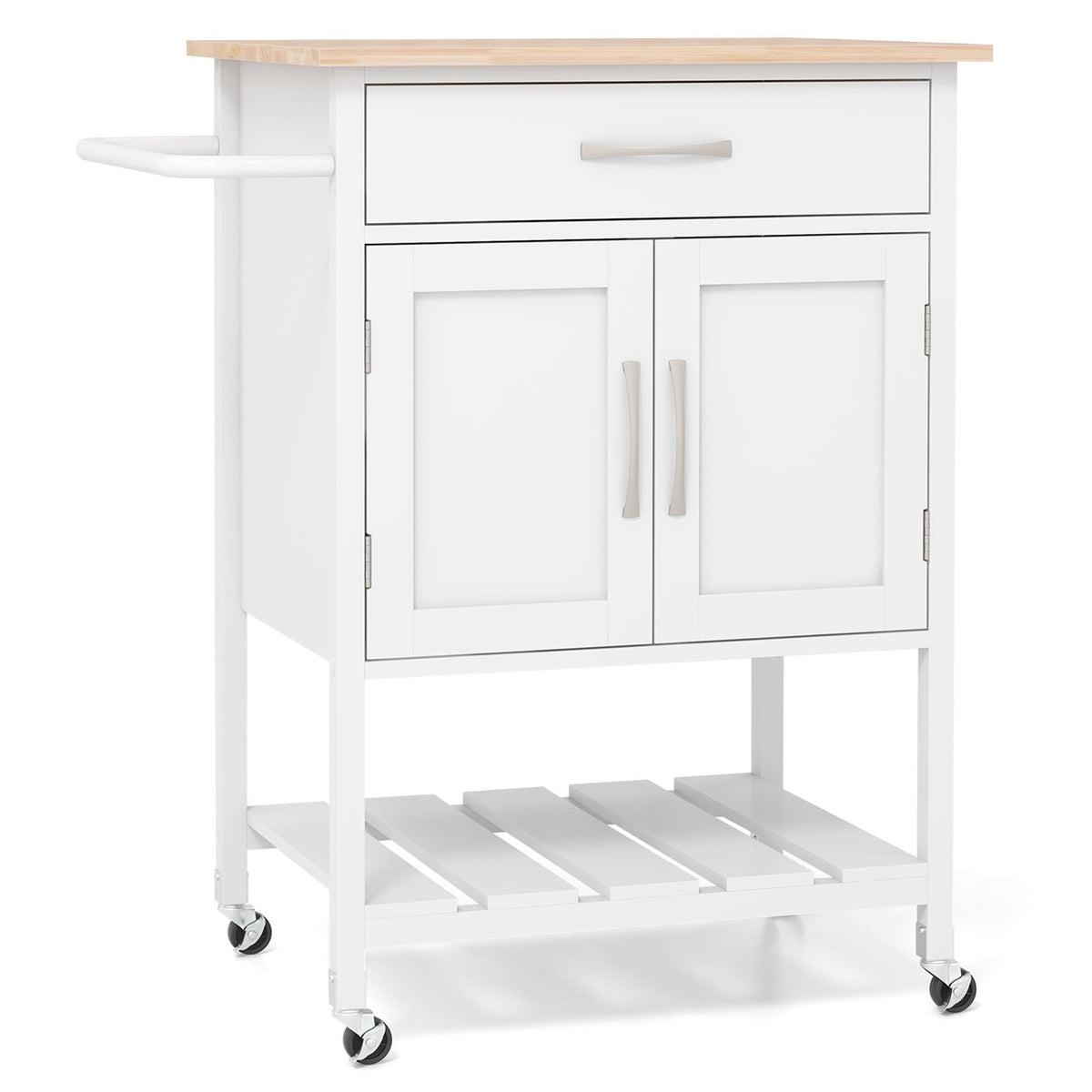 Rolling Kitchen Island Cart with Drawer and 2-Door Storage Cabinet-Black