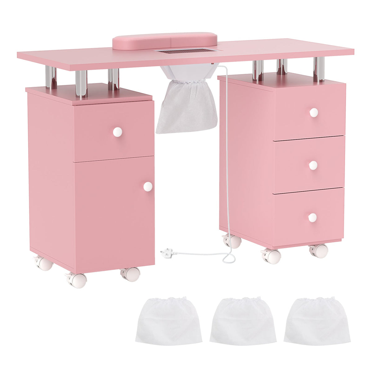 Manicure Table Nail Desk with Electric Dust Collector-Black
