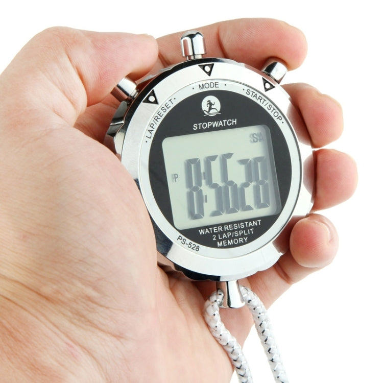 PS528 Metall-Stoppuhr Professioneller Chronograph Handheld Digital LCD Sportzähler Timer mit Armband, PS528