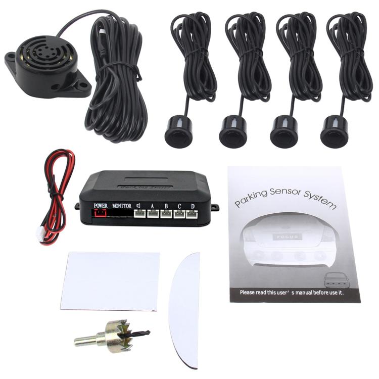4-Sensor Elektromagnetisches Einparkhilfesystem – 0–2 m Erfassung, 12 V, Akustischer Alarm