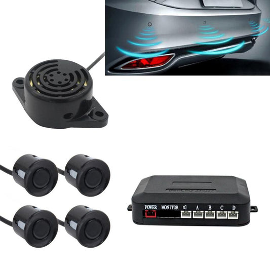 4-Sensor Electromagnetic Reversing Parking Sensor Kit – 0–2m Detection, 12V, Audible Alert