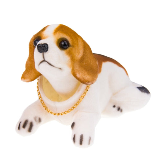Wackeldackel Lucky Beagle fürs Auto – Armaturenbrett-Dekoration aus Kunstharz mit Goldkette