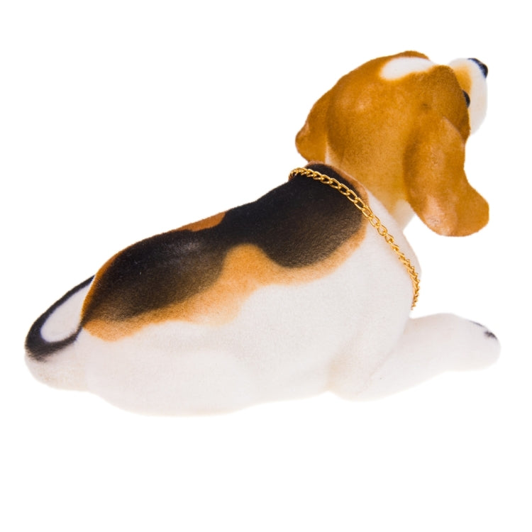 Lucky Beagle Nodding Dog Car Ornament – Resin Dashboard Decoration with Gold Necklace