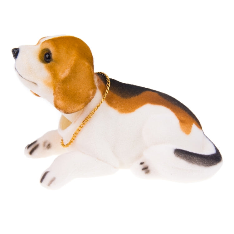 Lucky Beagle Nodding Dog Car Ornament – Resin Dashboard Decoration with Gold Necklace