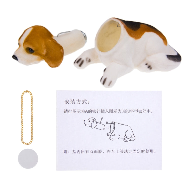 Lucky Beagle Nodding Dog Car Ornament – Resin Dashboard Decoration with Gold Necklace