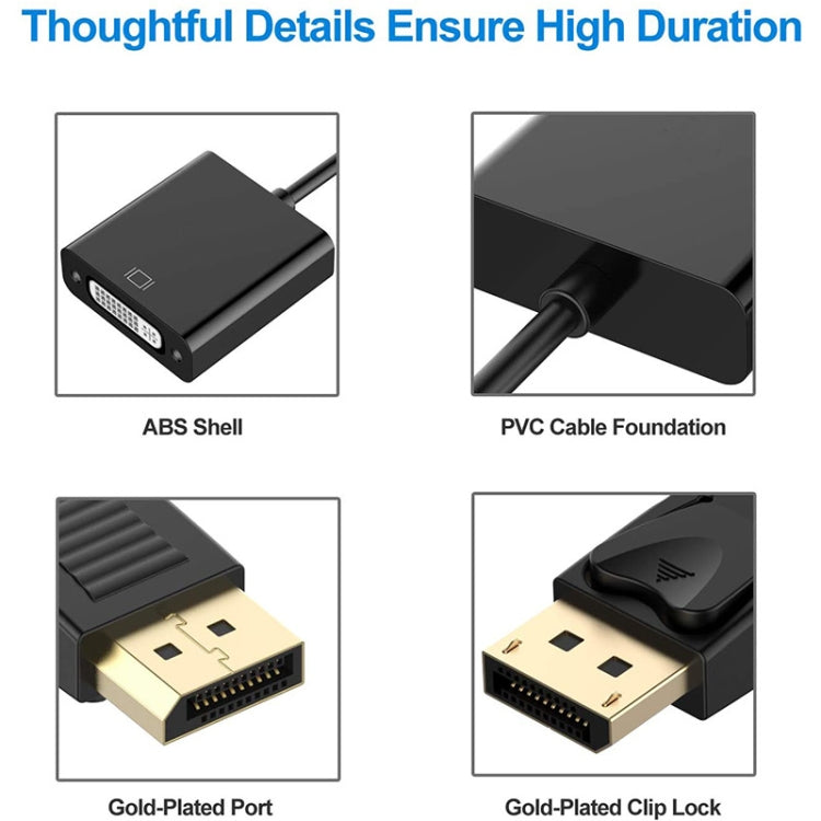 Adaptador DisplayPort macho a DVI 24+5 hembra, longitud del cable: 12 cm, DP macho a DVI 24+5 hembra