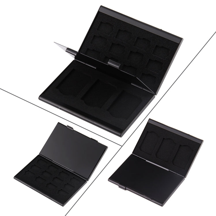 Aluminium Alloy Memory Card Case | Holds 3 SD + 12 TF Cards – Black