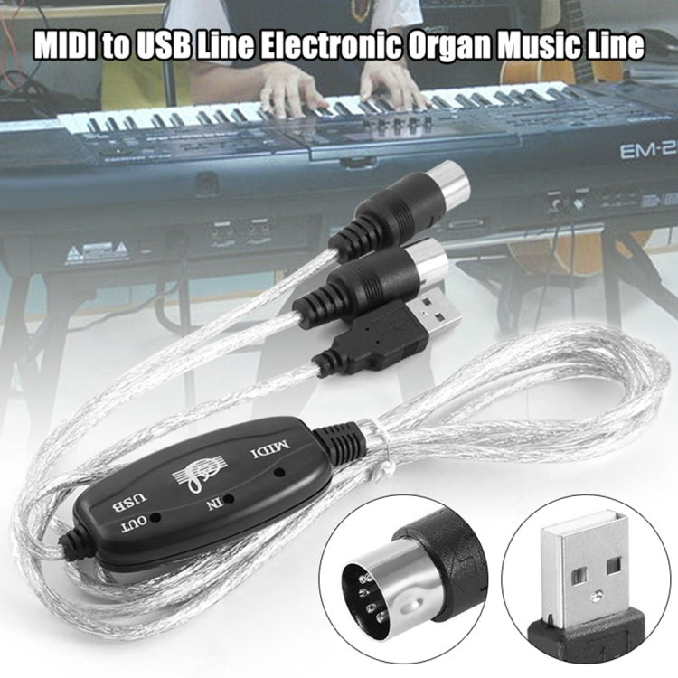 USB zu MIDI Interface E-Piano Konverter Adapterkabel, Länge: 1,8 m