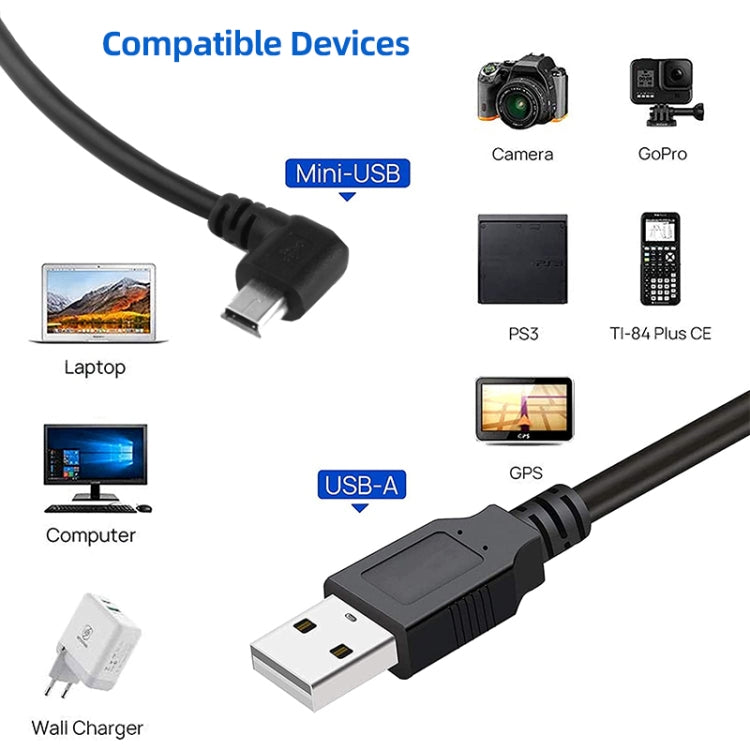 Right Angle Mini USB to USB 2.0 Adapter Cable – 25cm