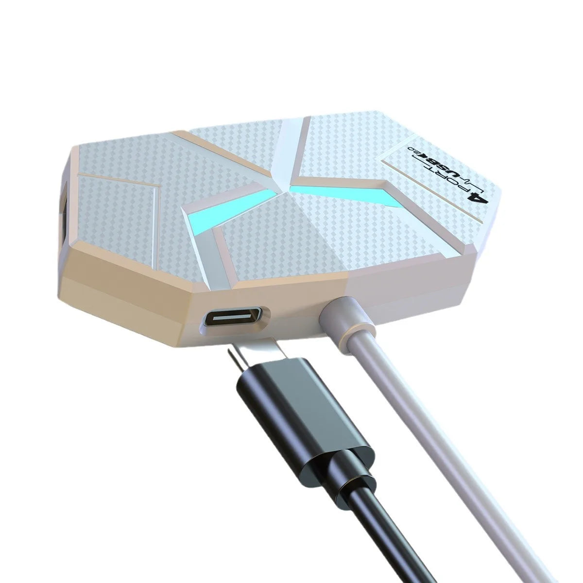 7-Port USB 2.0 Hub with Type-C Power Supply | 60cm & 1.2m Cable | Black or White