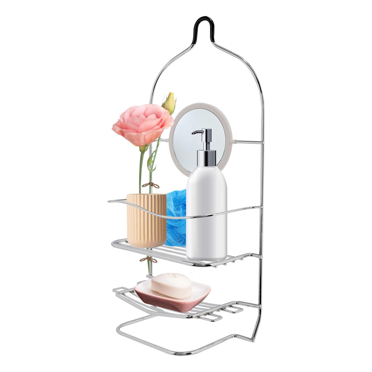 Chrome Bathroom Accessory Storage Trolley Shower Caddy Roll Holder Iron Wire