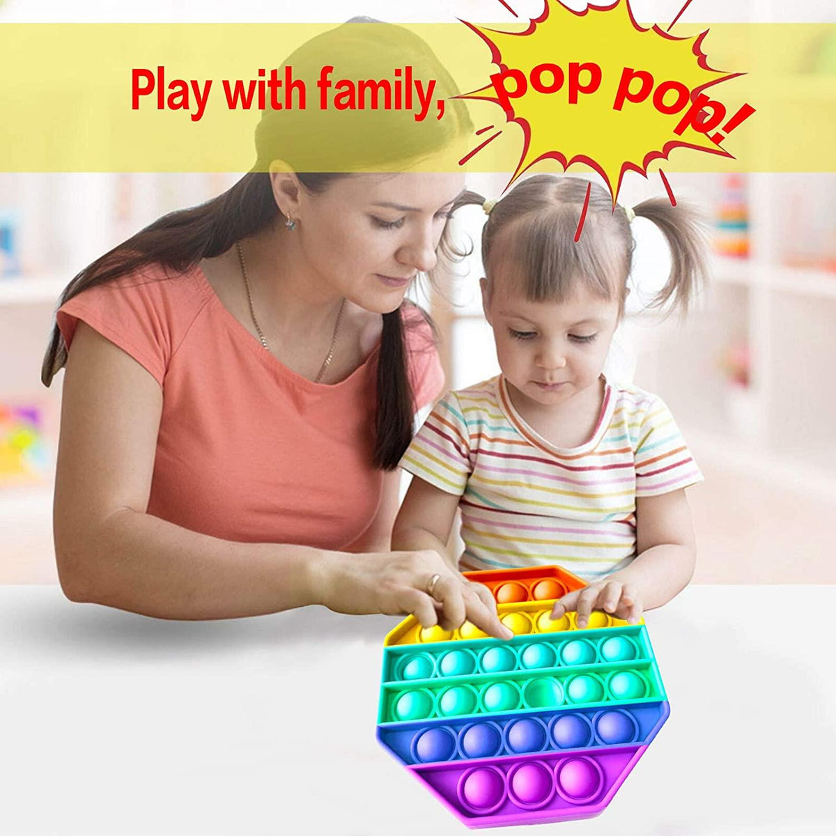 ASPECT Rainbow Colour Push Bubble Pop Bubble Sensory Fidget Toy Octagon Rainbow