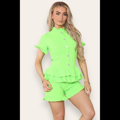 Diamond Frilled Edge Short Co-Ord Set