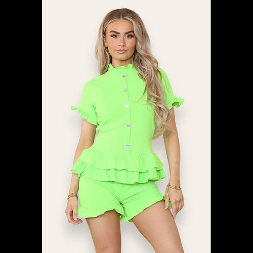 Diamond Frilled Edge Short Co-Ord Set