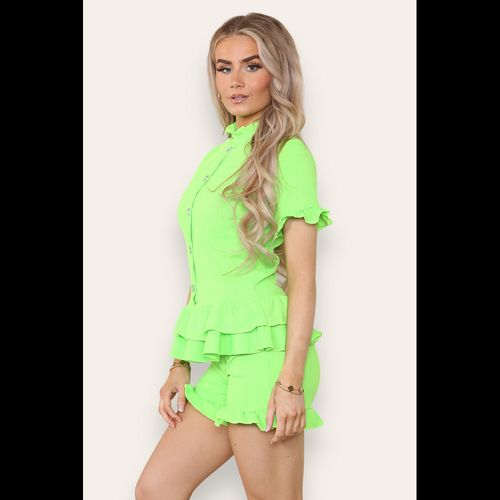 Diamond Frilled Edge Short Co-Ord Set