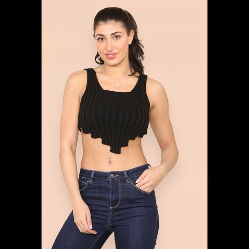 Asymmetric Imogen Hem Knitted Vest Crop Top