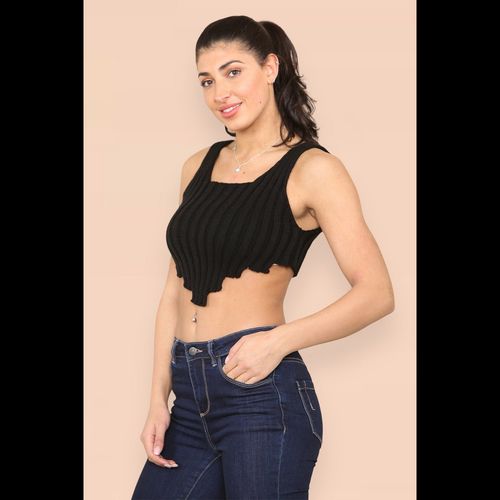 Asymmetric Imogen Hem Knitted Vest Crop Top