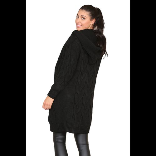 Knitted Cables Hooded Long Over Sized Cardigan