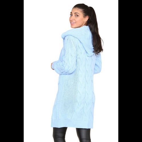 Knitted Cables Hooded Long Over Sized Cardigan
