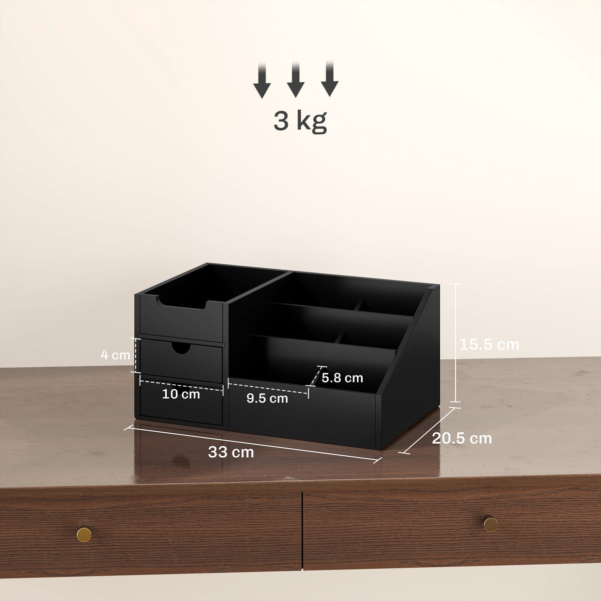 HOMCOM Organiser Holder Multi-Function Storage Caddy Drawers Black