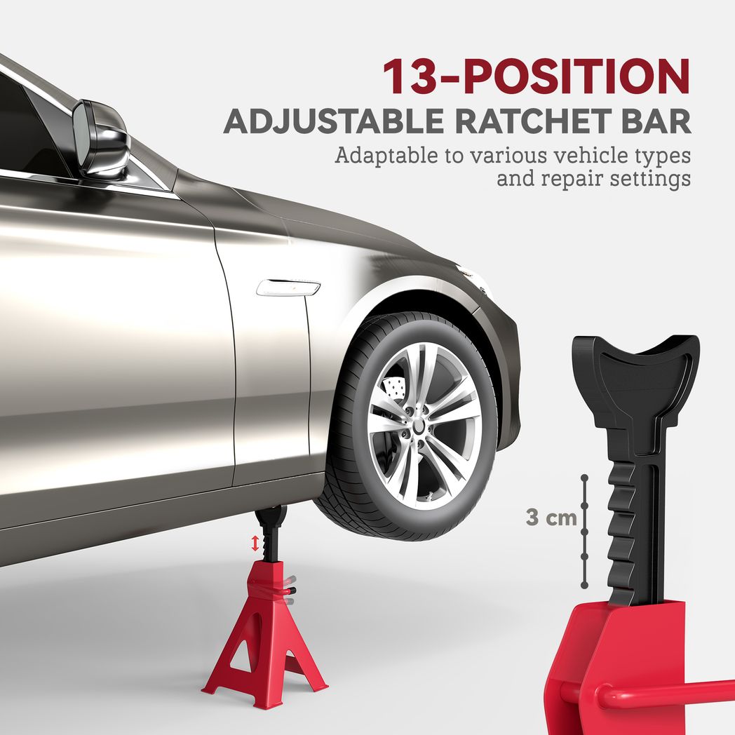 HOMCOM 3 Ton Axle Stands | Adjustable Car Jack Stands | Pack of 2