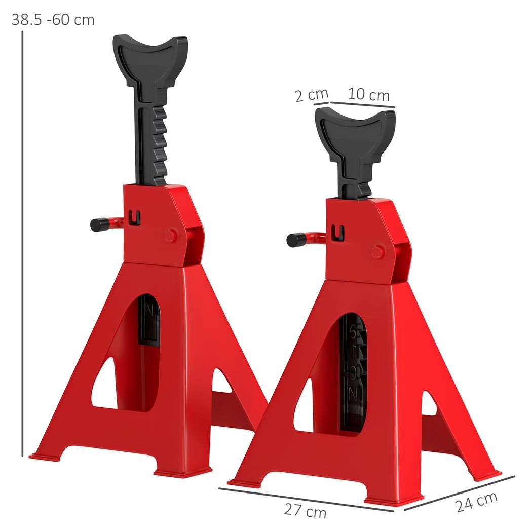 HOMCOM 3 Ton Axle Stands | Adjustable Car Jack Stands | Pack of 2