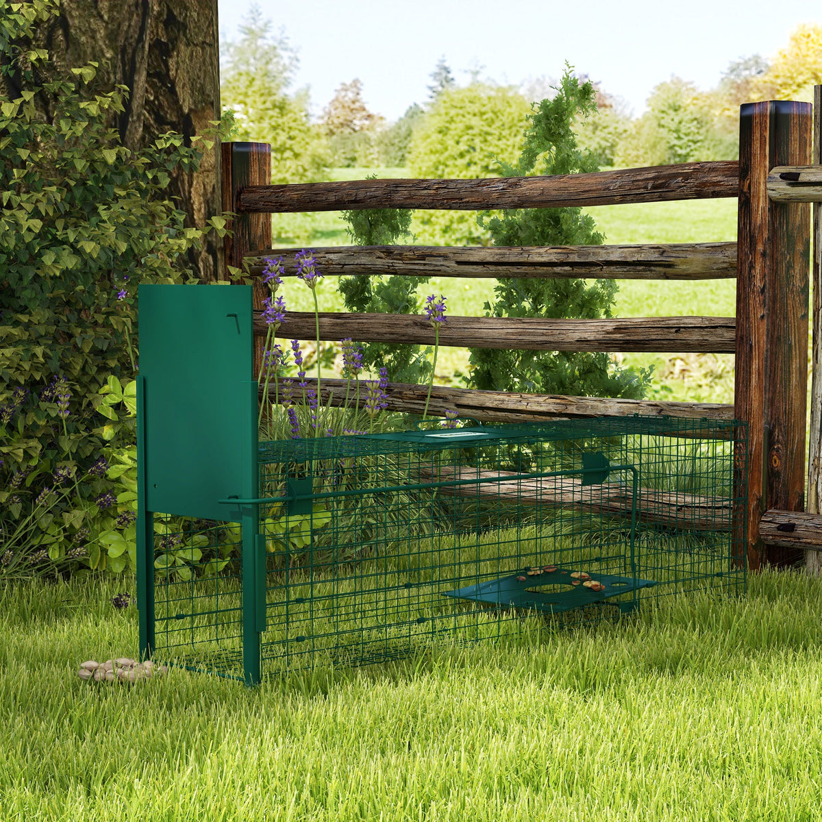 Outsunny Single Door Humane Rat Trap for Small Animals, Dark Green