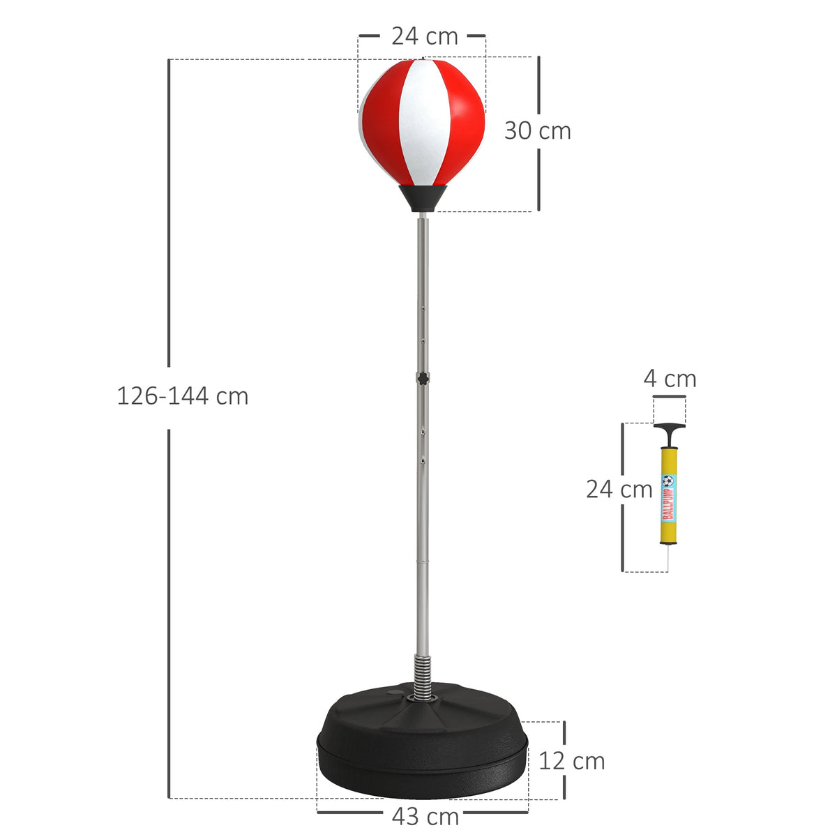 HOMCOM Punching Bag with Stand Boxing Bag Set with Adjustable Height Red