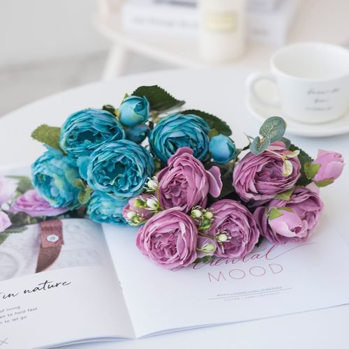 HUALIANQI Red Silk Peony Roses - Elegant Artificial Bouquet for Weddings