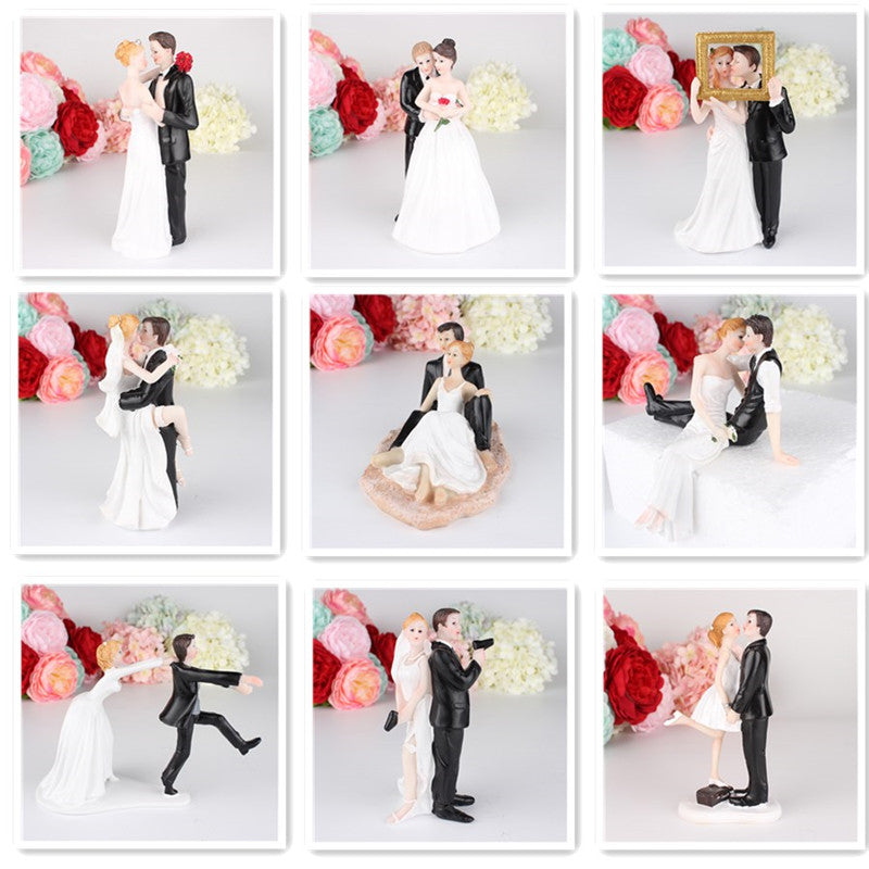 Romantic Resin Wedding Cake Topper Figurine for Engagement & Anniversary