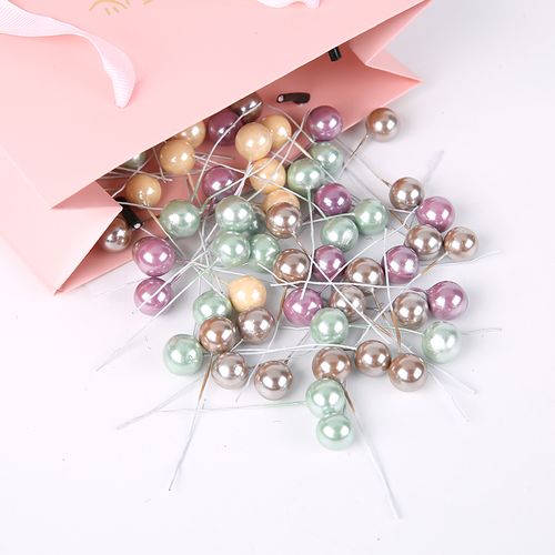 QIANHUAYU Colourful Pearl Stamens for DIY Flower Decorations - 50/200 Pcs