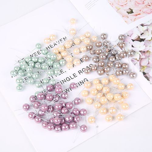 QIANHUAYU Colourful Pearl Stamens for DIY Flower Decorations - 50/200 Pcs