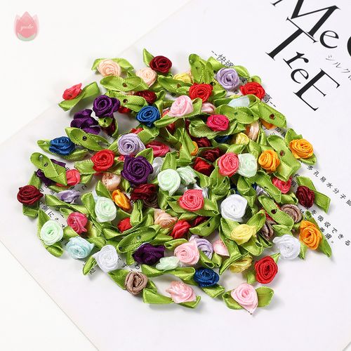 QIANHUAYU 2CM Silk Bow-Knot Mini Rosette - 50pcs for Elegant Decor
