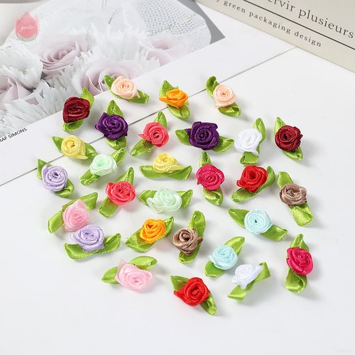 QIANHUAYU 2CM Silk Bow-Knot Mini Rosette - 50pcs for Elegant Decor