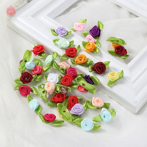 QIANHUAYU 2CM Silk Bow-Knot Mini Rosette - 50pcs for Elegant Decor