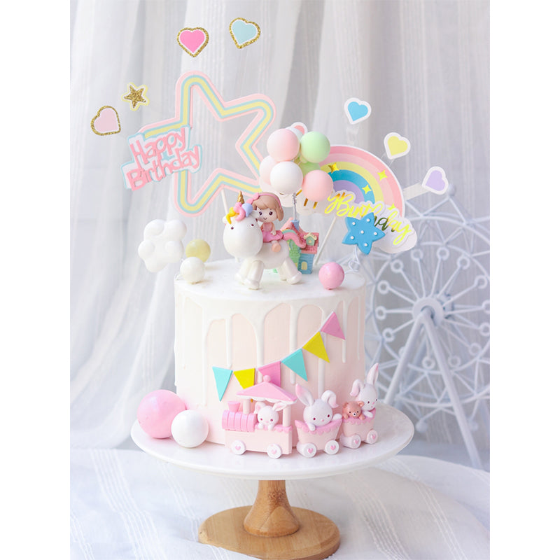 Unicorn Cake Topper - Rainbow Decoration for Birthdays & Celebrations