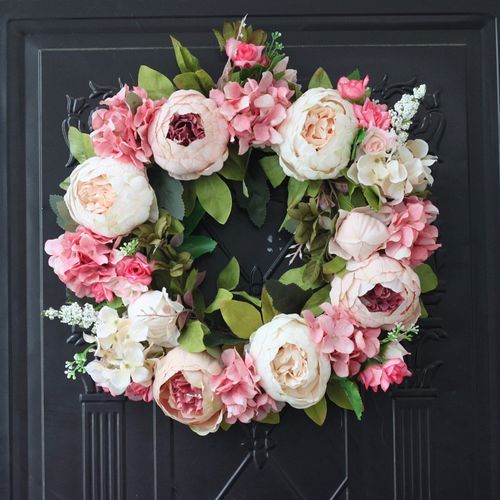 Handmade Silk Flower Ring - Elegant Decoration - 40cm Round Design