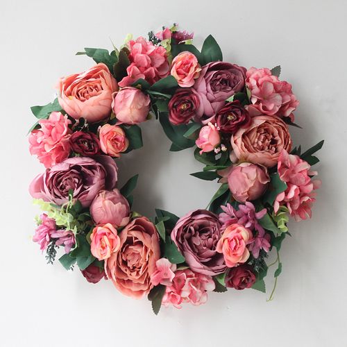 Handmade Silk Flower Ring - Elegant Decoration - 40cm Round Design