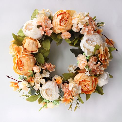 Handmade Silk Flower Ring - Elegant Decoration - 40cm Round Design