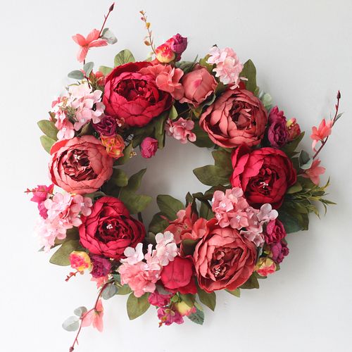 Handmade Silk Flower Ring - Elegant Decoration - 40cm Round Design